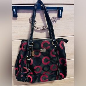 Coach Tote Burgundy and Black